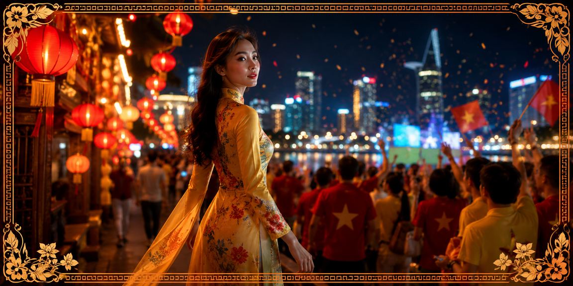 Cảnh đường phố về đêm Thành phố Hồ Chí Minh vui vẻ sôi động khi chơi xổ số